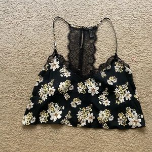 2 for $15 / Black tropical crop top